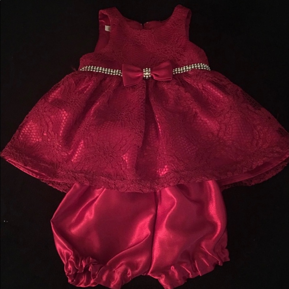 Christmas Two piece red dress with rhinestones